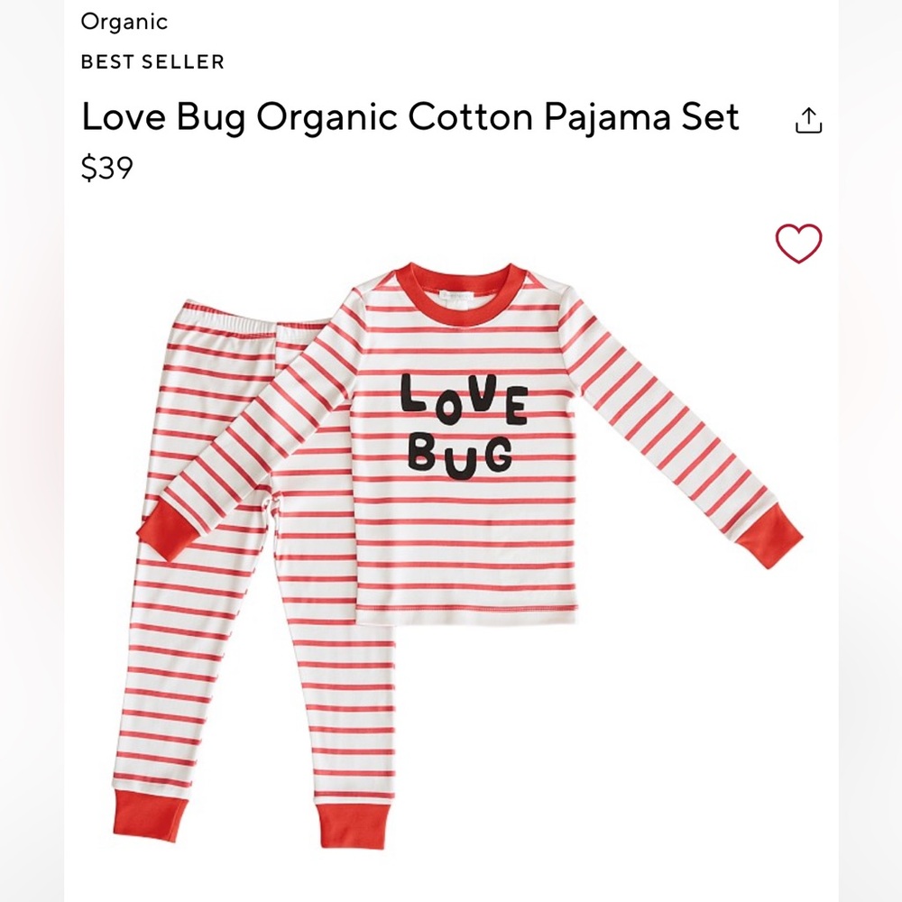 NWT Pottery Barn Kids Love Bug Pajamas - size 4